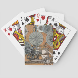 Kompas Roos  nautische octopus Speelkaarten