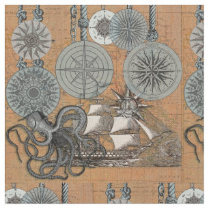 Kompas Roos nautische octopus Stof