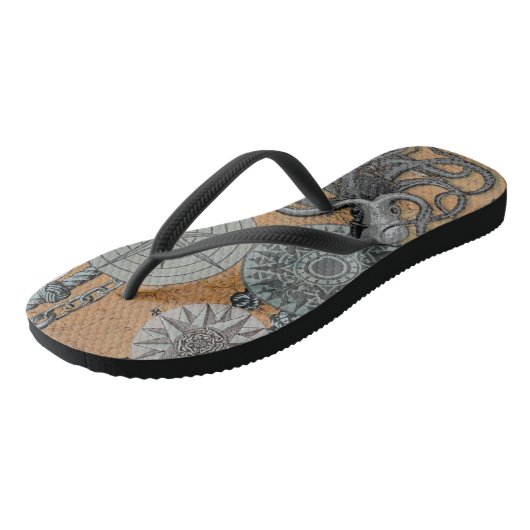 Kompas Roos nautische octopus Teenslippers (Schuin)