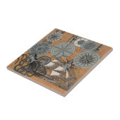 Kompas Roos nautische octopus Tegeltje (Zijkant)