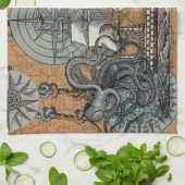 Kompas Roos  nautische octopus Theedoek (Gevouwen)