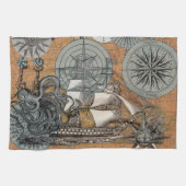 Kompas Roos nautische octopus Theedoek (Horizontaal)