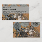 Kompas Roos  nautische octopus Visitekaartje (Voorkant / Achterkant)