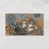 Kompas Roos  nautische octopus Visitekaartje (Achterkant)