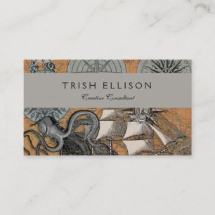 Kompas Roos  nautische octopus Visitekaartje