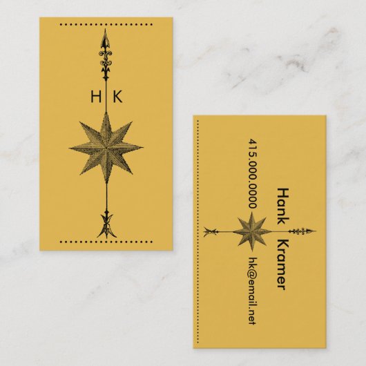 Kompas Roos Pijl Initialen Visitekaartje (Voorkant / Achterkant)