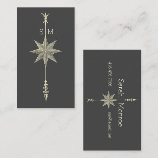 Kompas Roos Pijl initialen Visitekaartje (Voorkant / Achterkant)