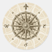  kompas Roos Ronde Sticker (Voorkant)