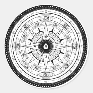 Kompas Roos - Sticker (wit)