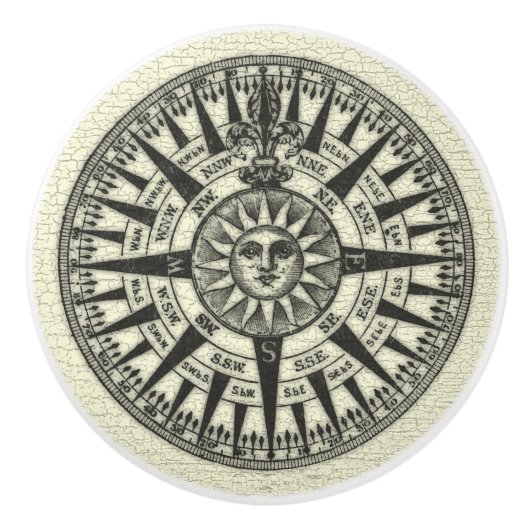 kompas Roos Sun Keramische Knop (Voorkant)