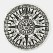  kompas Roos Sun Ronde Sticker (Voorkant)