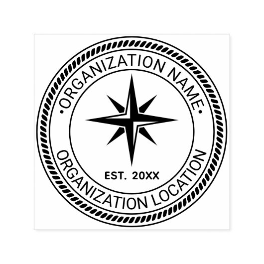 Kompas Roos Touw #2 Verzegelnaam Locatie Est Datum Zelfinktende Stempel (Design)