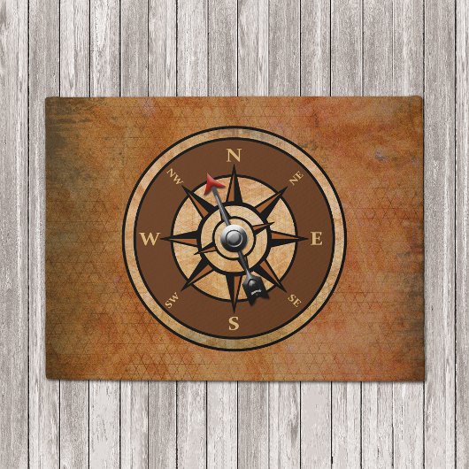 Kompas Rustiek Bruin Nautisch Ontwerp Deurmat