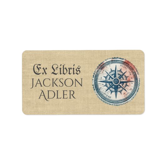  kompas Star Ex Libris Boekplaat Etiket (Voorkant)