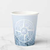 Kompas ster embleem monogram winter sparrenbos papieren bekers (Voorkant)