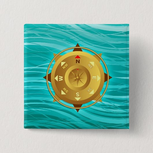 Kompas Vierkante Button 5,1 Cm (Voorkant)