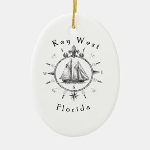 Kompas voor zeilen in Key West voor zeilers die cr Keramisch Ornament