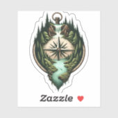 Kompas Waterval Vinyl Sticker | Uitknip Sticker (Vel)