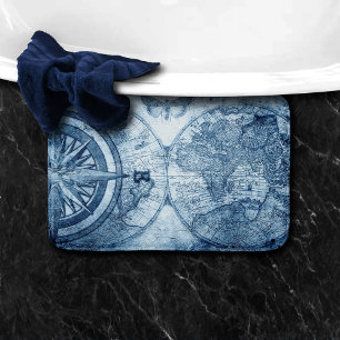  kompasdecor  Nautisch overzicht blauwe grunge Badmat