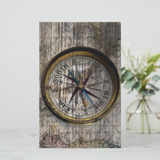 kompashout briefpapier (Staand voorkant)