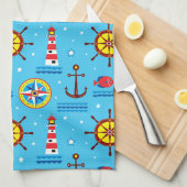 Kompaspatroon voor zeevaart theedoek (Quarter Fold)
