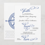 Kompasroos Geloof Hoop Liefde Scriptie Bruiloft Kaart (Voorkant / Achterkant)