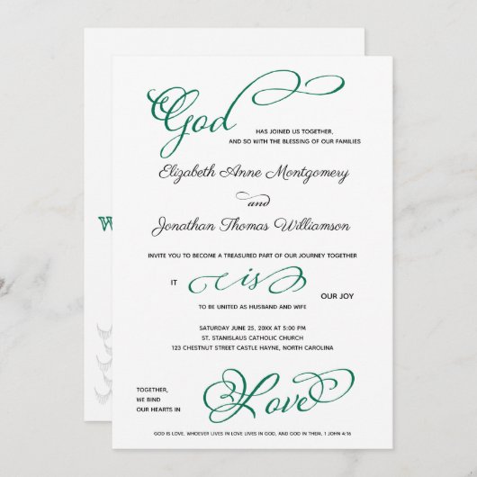 Kompasroos God is Liefde Christelijke Trouwkaart Kaart (Voorkant / Achterkant)