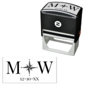 Kompasroos Koppel Trouw 2 Initiaal Monogram Dt Zelfinktende Stempel (In situ)