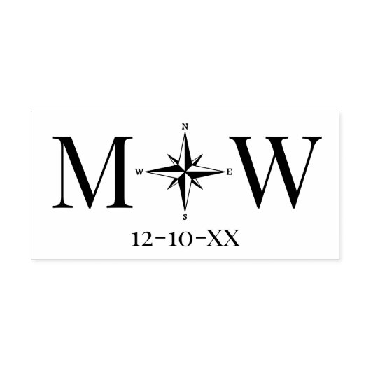 Kompasroos Koppel Trouw 2 Initiaal Monogram Dt Zelfinktende Stempel (Design)