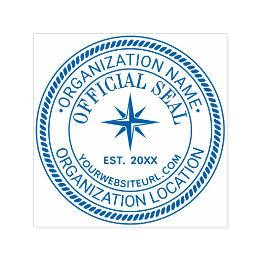 Kompasroos Touw#2 Officiële Zegel Naam Loc URL Ges Zelfinktende Stempel (Design)