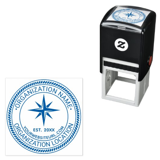 Kompasroos Touw#2 Zegel Naam Loc URL Oprichtingsja Zelfinktende Stempel (In situ)