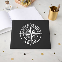 Kompasster monogram personaliseerbaar embleem gastenboek