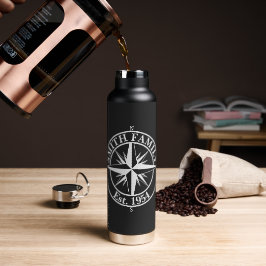 Kompasster monogram personaliseerbaar embleem waterfles