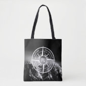 Kompassterembleem monogram dramatische bergen tote bag (Voorkant)