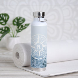 Kompassterembleem monogram winter sparrenbos waterfles