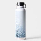 Kompassterembleem monogram winter sparrenbos waterfles (Achterkant)