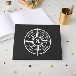 Kompassterembleem monogram zwart en wit  gastenboek
