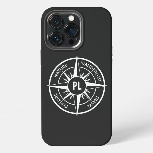 Kompassterembleem monogram zwart en wit iPhone hoesje (Achterkant)