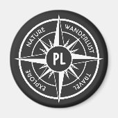 Kompassterembleem monogram zwart en wit magneet (Voorkant)