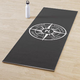 Kompassterembleem monogram zwart en wit yogamat