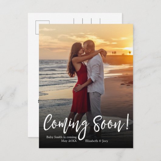 Komt binnekort foto zwangerschap aankondigingskaar aankondigingskaart (Voorkant / Achterkant)