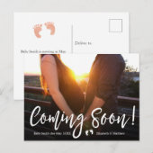 Komt binnekort foto zwangerschap aankondigingskaar aankondigingskaart (Voorkant / Achterkant)