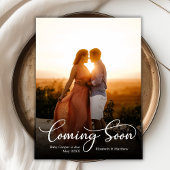 Komt binnekort foto zwangerschap aankondigingskaar aankondigingskaart