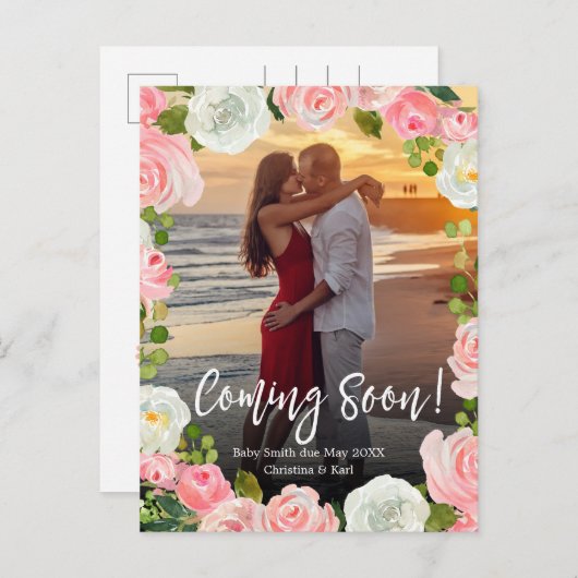 Komt binnekort foto zwangerschap aankondigingskaar aankondigingskaart (Voorkant / Achterkant)