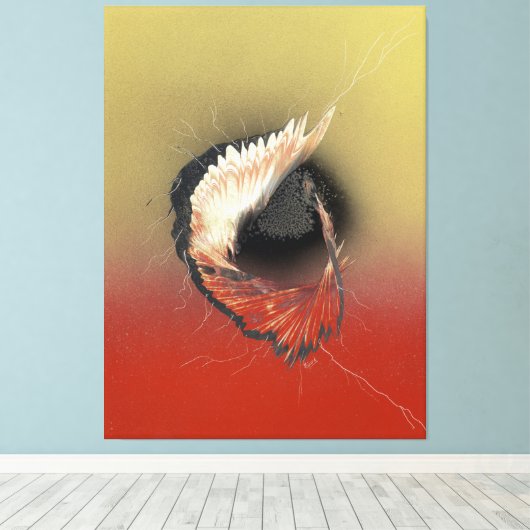 Komt binnen op een vleugel en een gebed canvas afdruk (Insitu (Houten vloer))