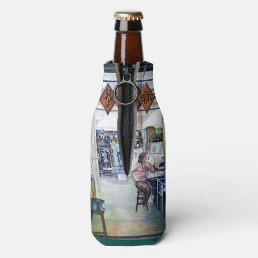 Komt deze draak met trainingswielen? flesjeskoeler (Fles Achterkant)