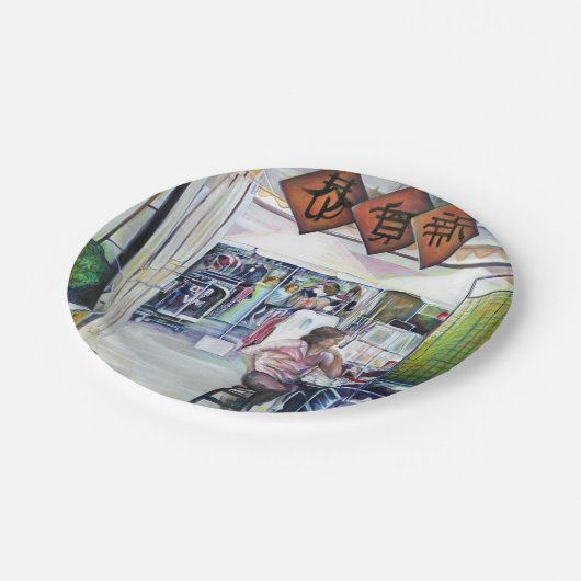 Komt deze draak met trainingswielen? papieren bordje (Gekanteld)