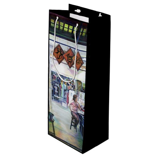 Komt deze draak met trainingswielen? wijn cadeautas (Voorkant Gekanteld)