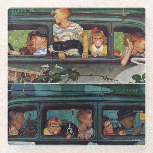 Komt en gaat door Norman Rockwell Glazen Onderzetter (Voorkant)