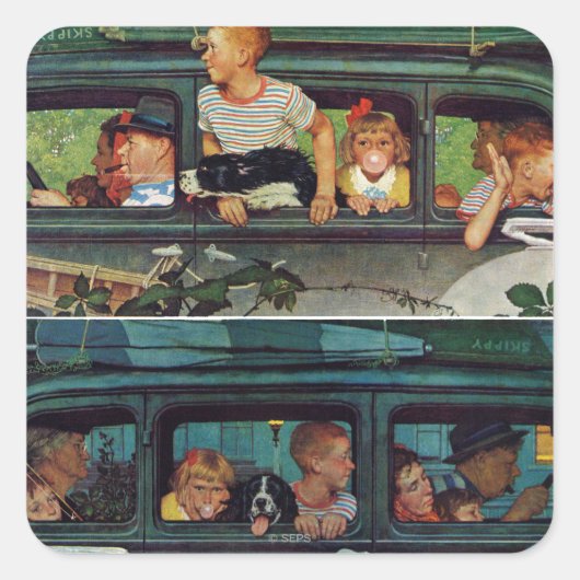 Komt en gaat door Norman Rockwell Vierkante Sticker (Voorkant)